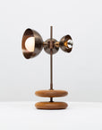 Smoked Oak Double Pebble Sphere Bronze Dome Table Lamp