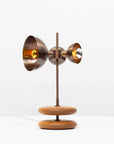 Smoked Oak Double Pebble Sphere Bronze Dome Table Lamp