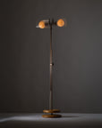 Fluted Double Sphere Smoked Oak Floor Lamp