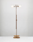 Fluted Double Sphere Smoked Oak Floor Lamp