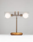Fluted Double Sphere Smoked Oak Table Lamp