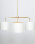 Three arm brass pendant porcelain silk