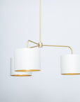 Three arm brass pendant porcelain silk