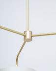 Three arm brass pendant porcelain silk