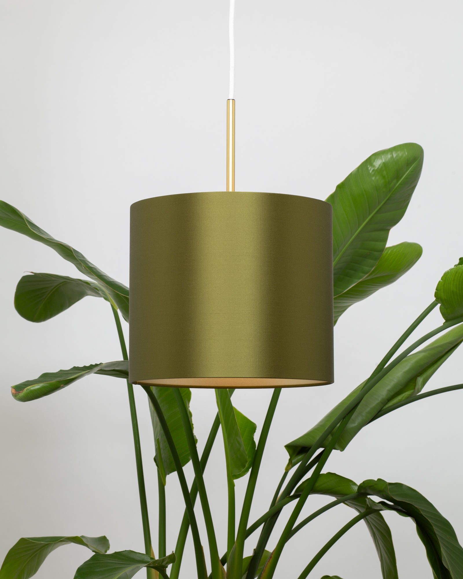Avocado Satin Silk Gold Lining Lampshade