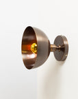 Dark Bronze Dome Gold Mirror Wall Light
