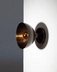 Dark Bronze Dome Gold Mirror Wall Light