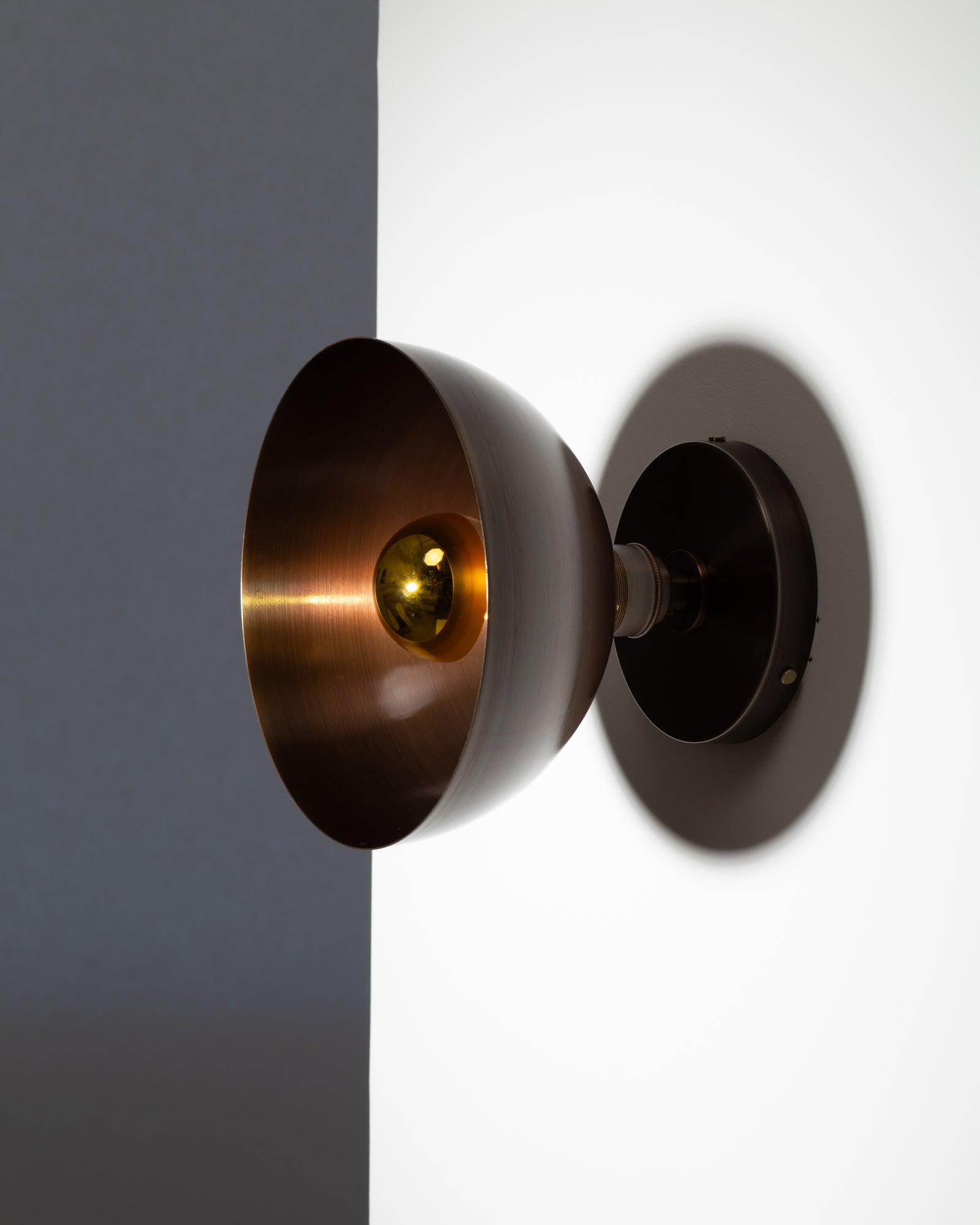 Dark Bronze Dome Gold Mirror Wall Light