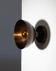 Dark Bronze Dome Gold Mirror Wall Light