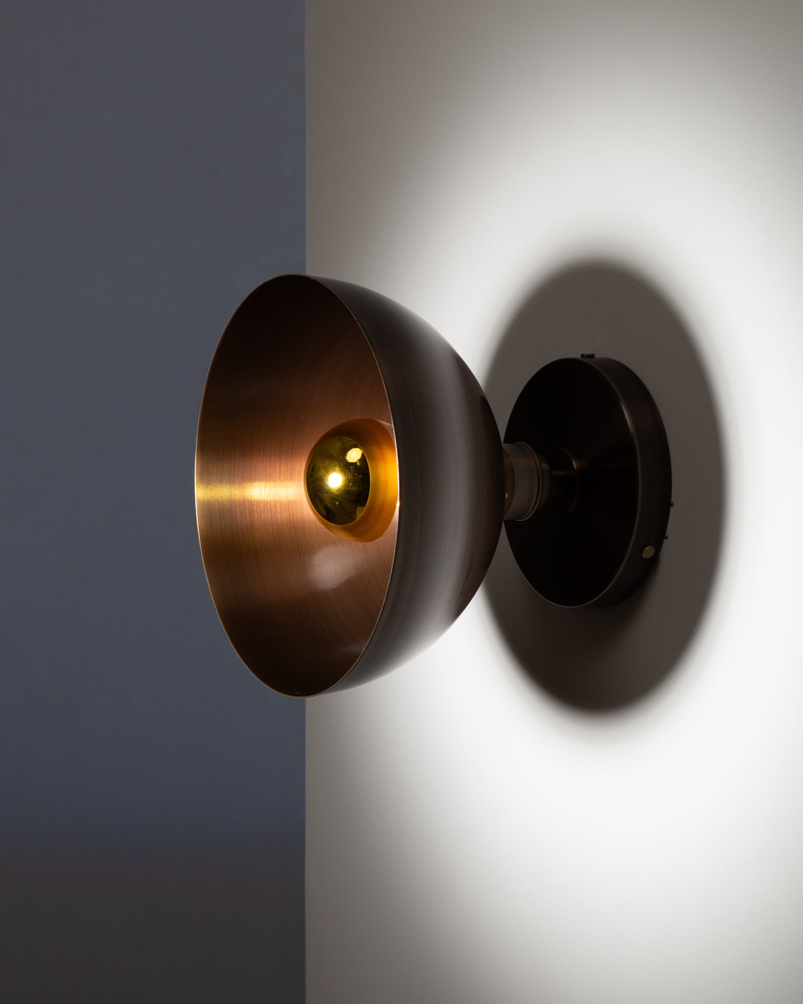 Dark Bronze Dome Gold Mirror Wall Light