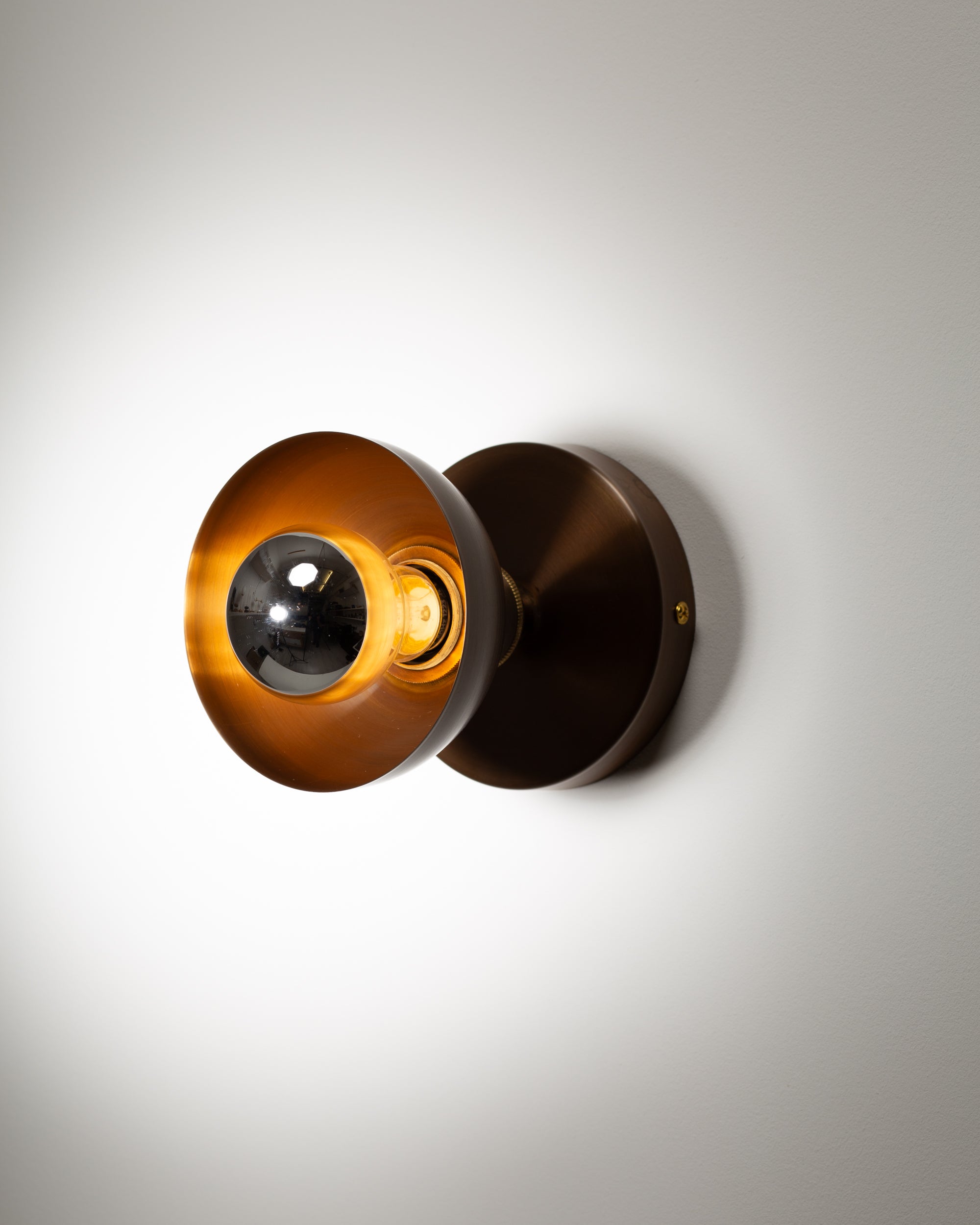 Dark Bronze Dome Silver Mirror Wall Light