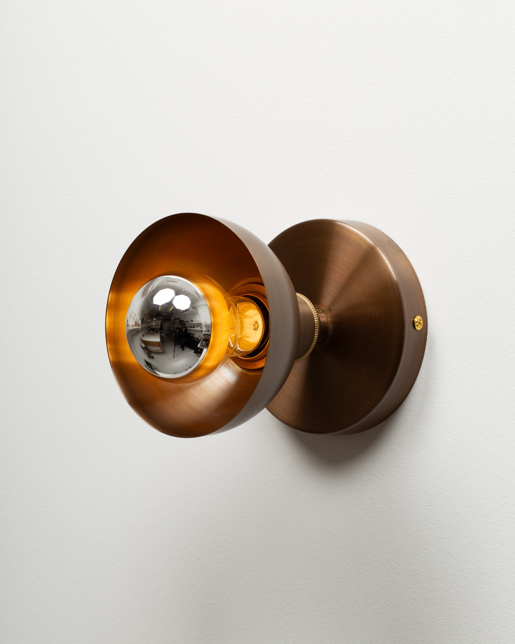 Dark Bronze Dome Silver Mirror Wall Light