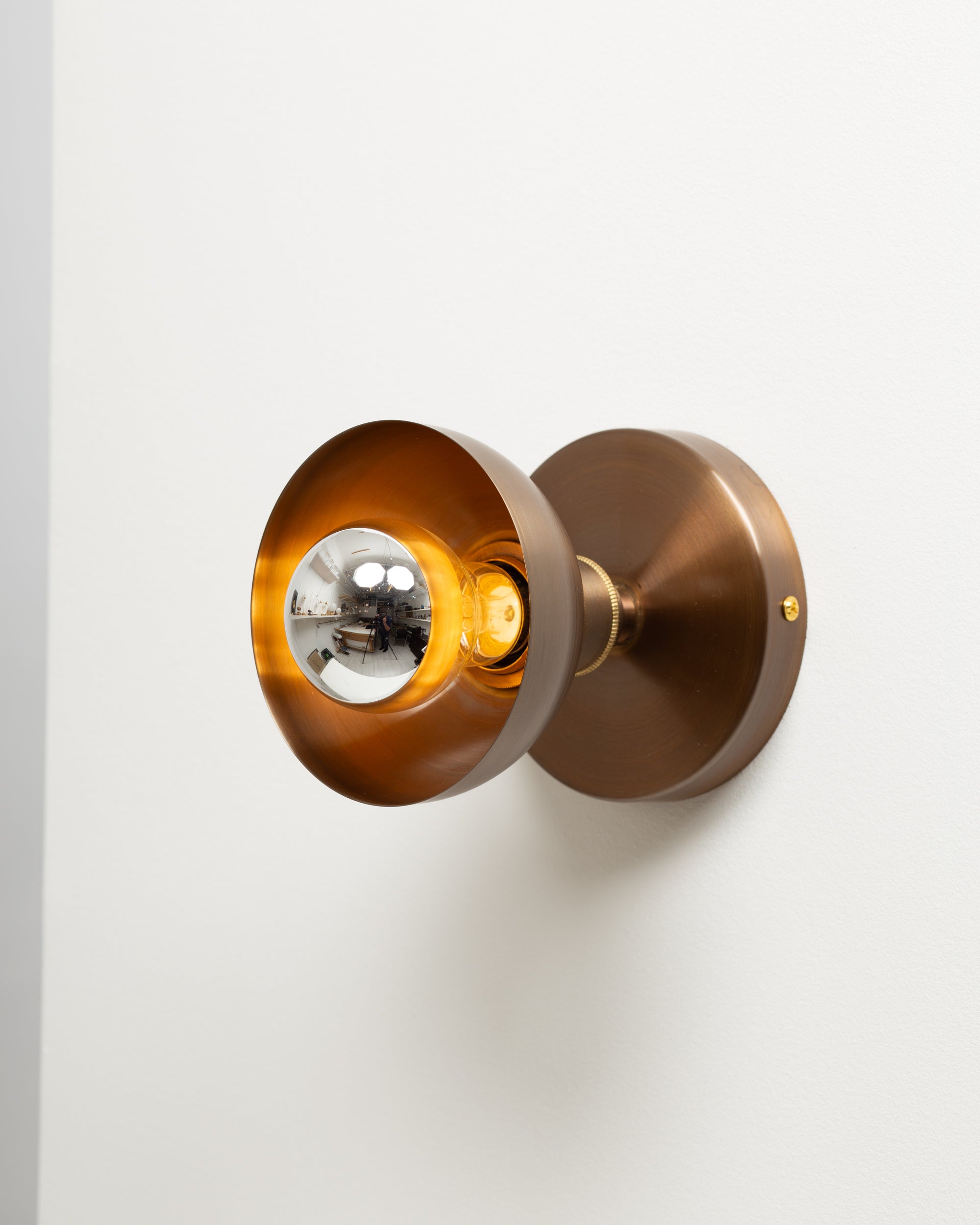 Dark Bronze Dome Silver Mirror Wall Light