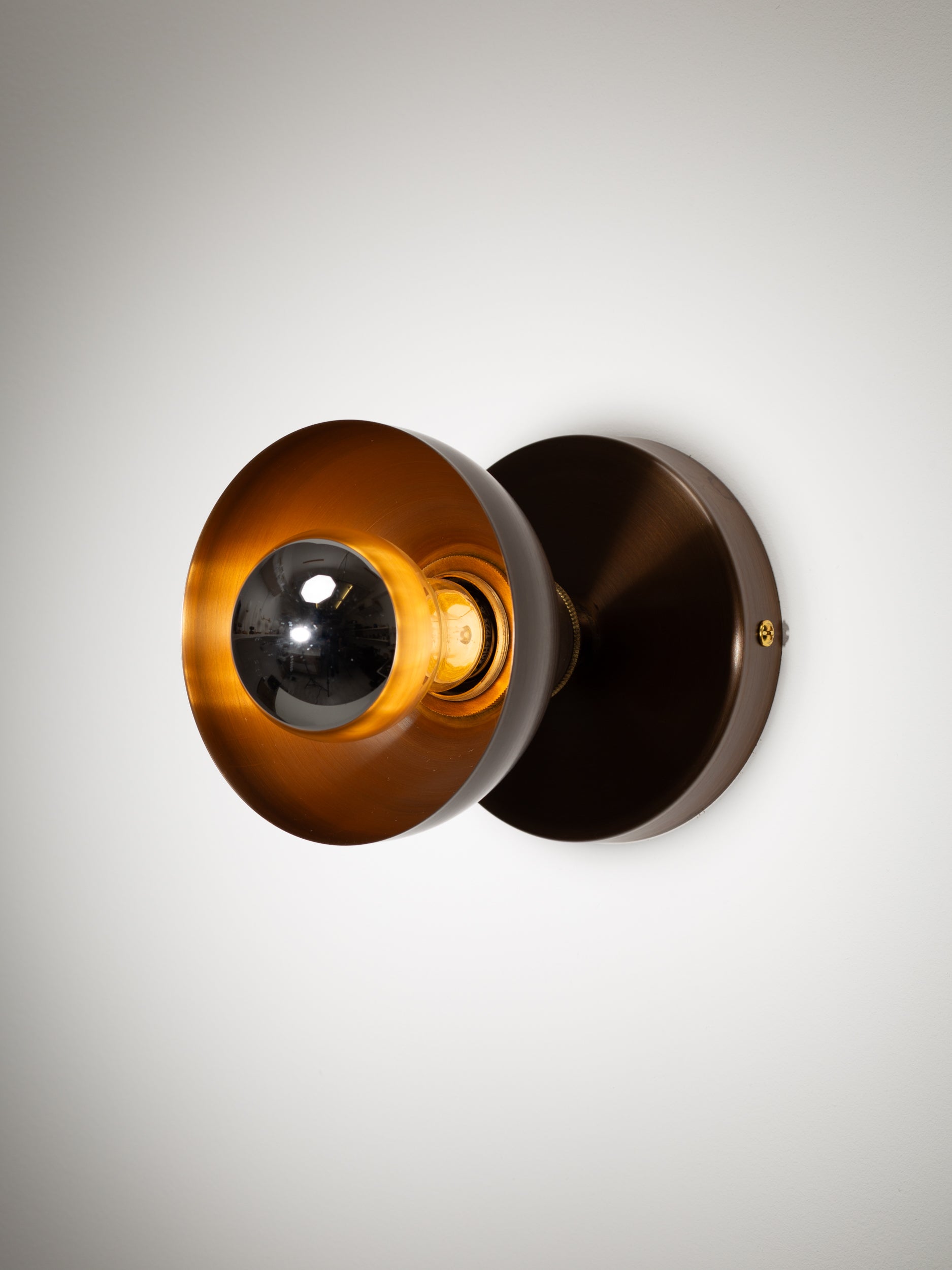 Dark Bronze Dome Silver Mirror Wall Light