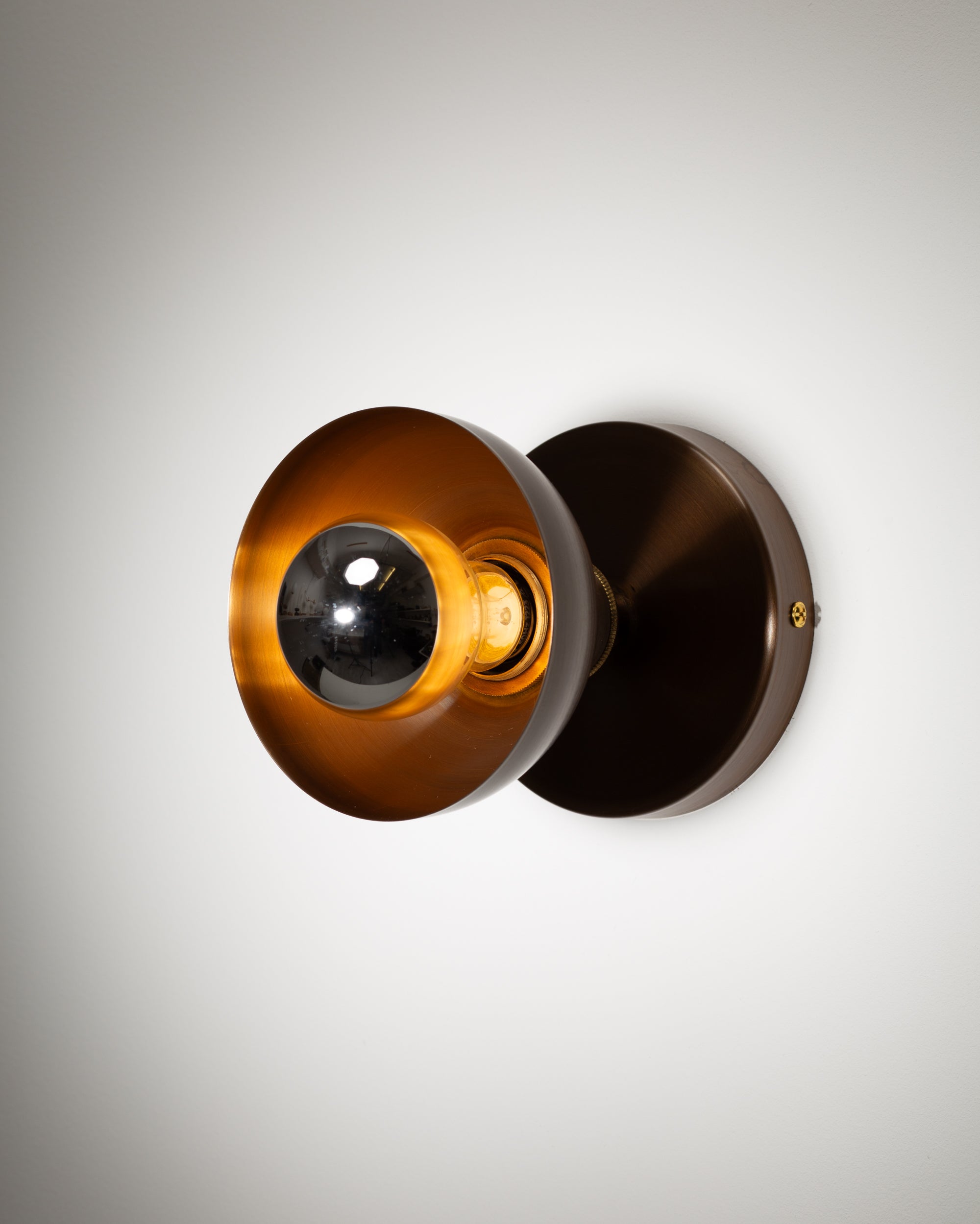 Dark Bronze Dome Silver Mirror Wall Light