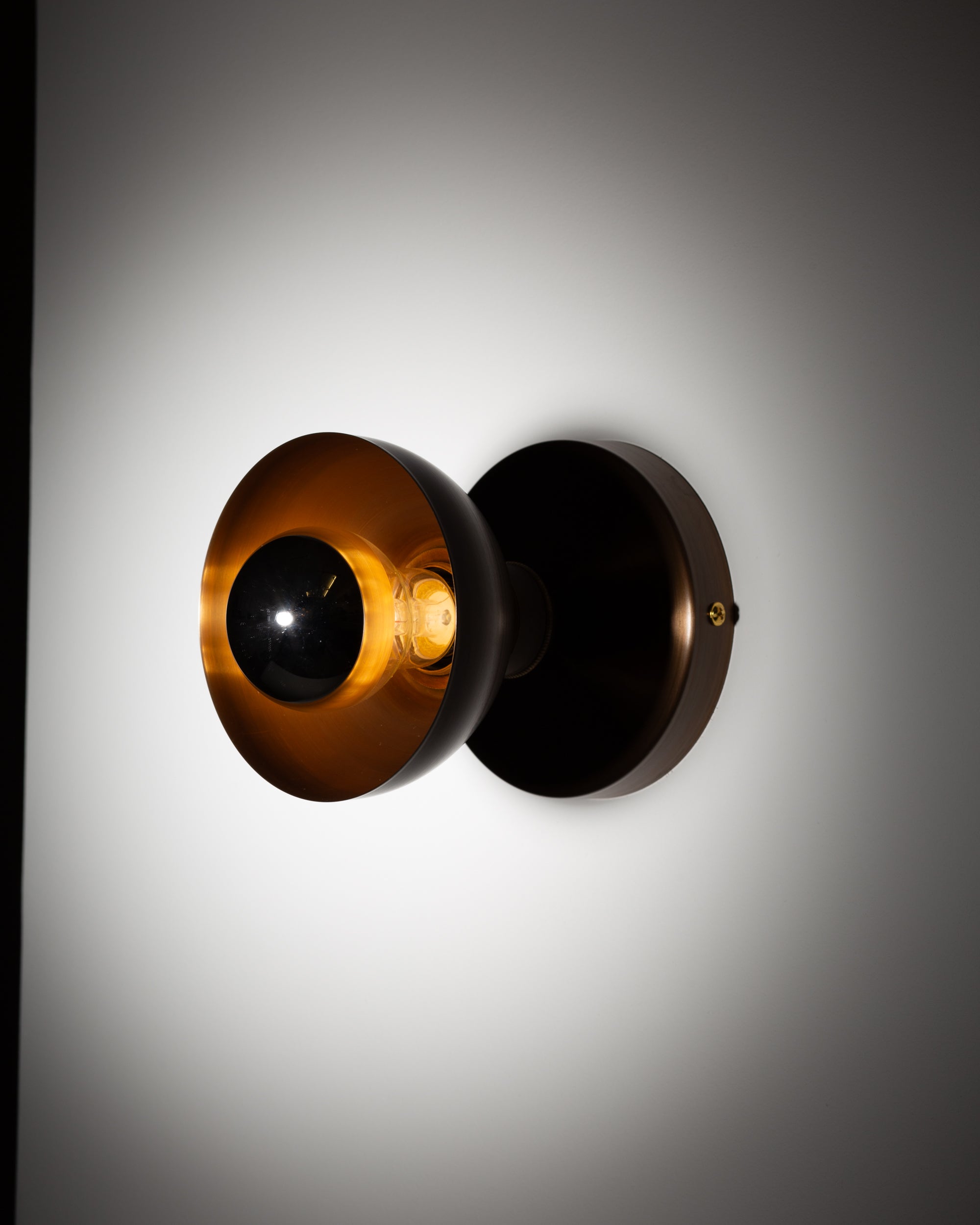 Dark Bronze Dome Silver Mirror Wall Light
