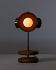 Smoked Oak Double Pebble Sphere Bronze Dome Table Lamp