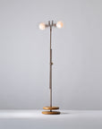 Fluted Double Sphere Smoked Oak Floor Lamp