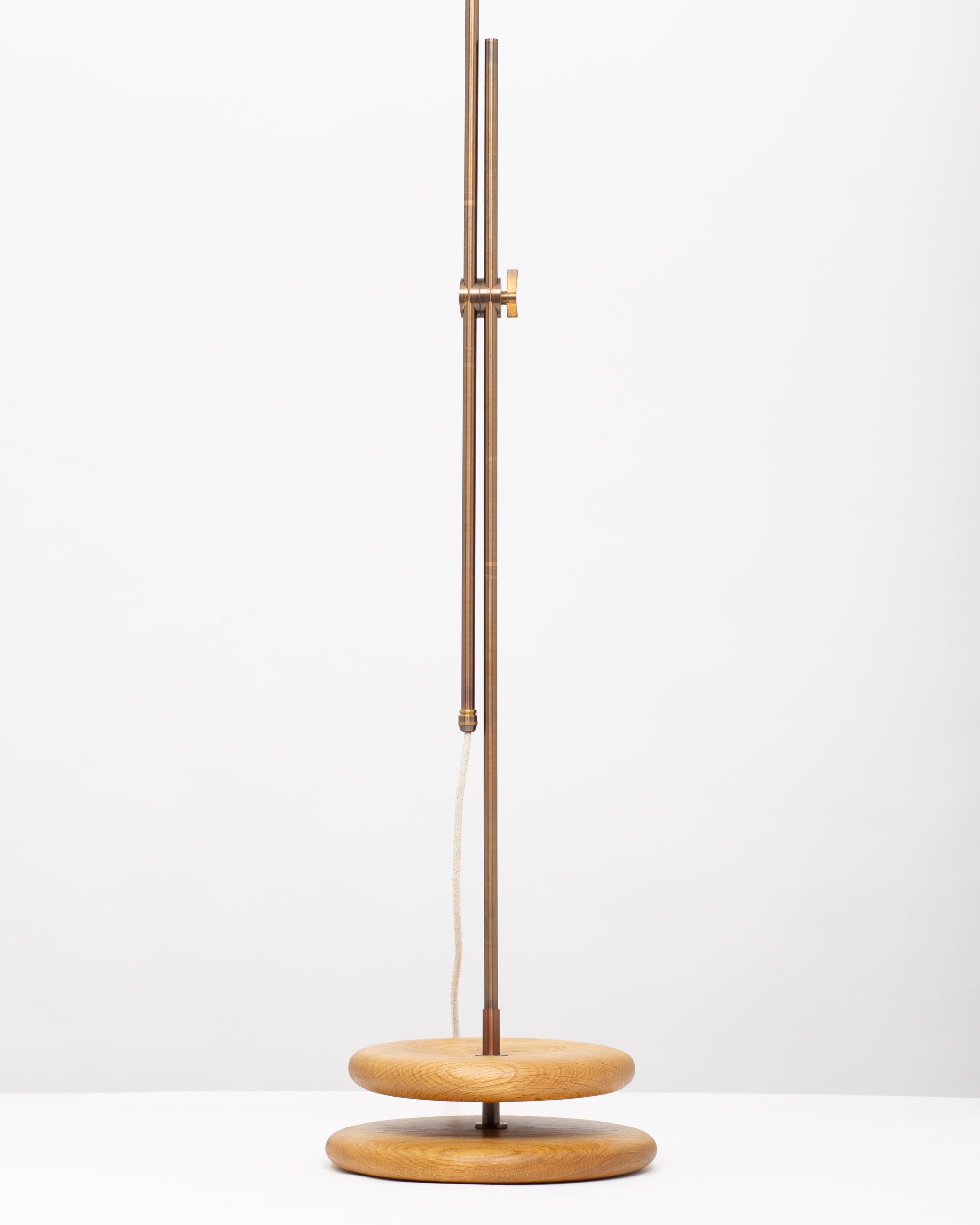 Fluted Double Sphere Smoked Oak Floor Lamp