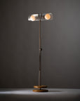 Fluted Double Sphere Smoked Oak Floor Lamp