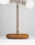 Fluted Double Sphere Smoked Oak Table Lamp