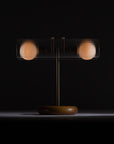 Fluted Double Sphere Smoked Oak Table Lamp