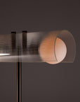 Fluted Double Sphere Smoked Oak Table Lamp