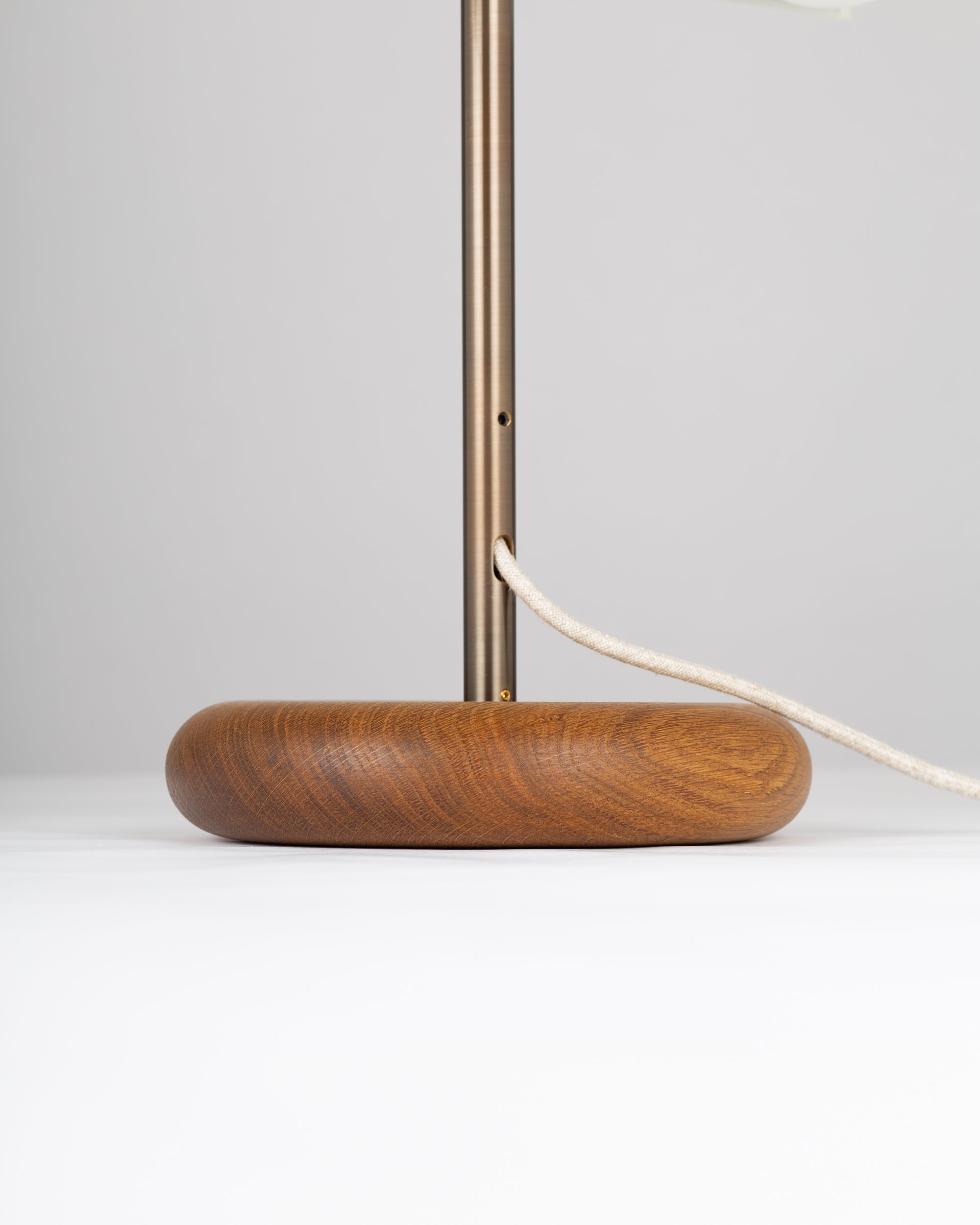 Fluted Double Sphere Smoked Oak Table Lamp