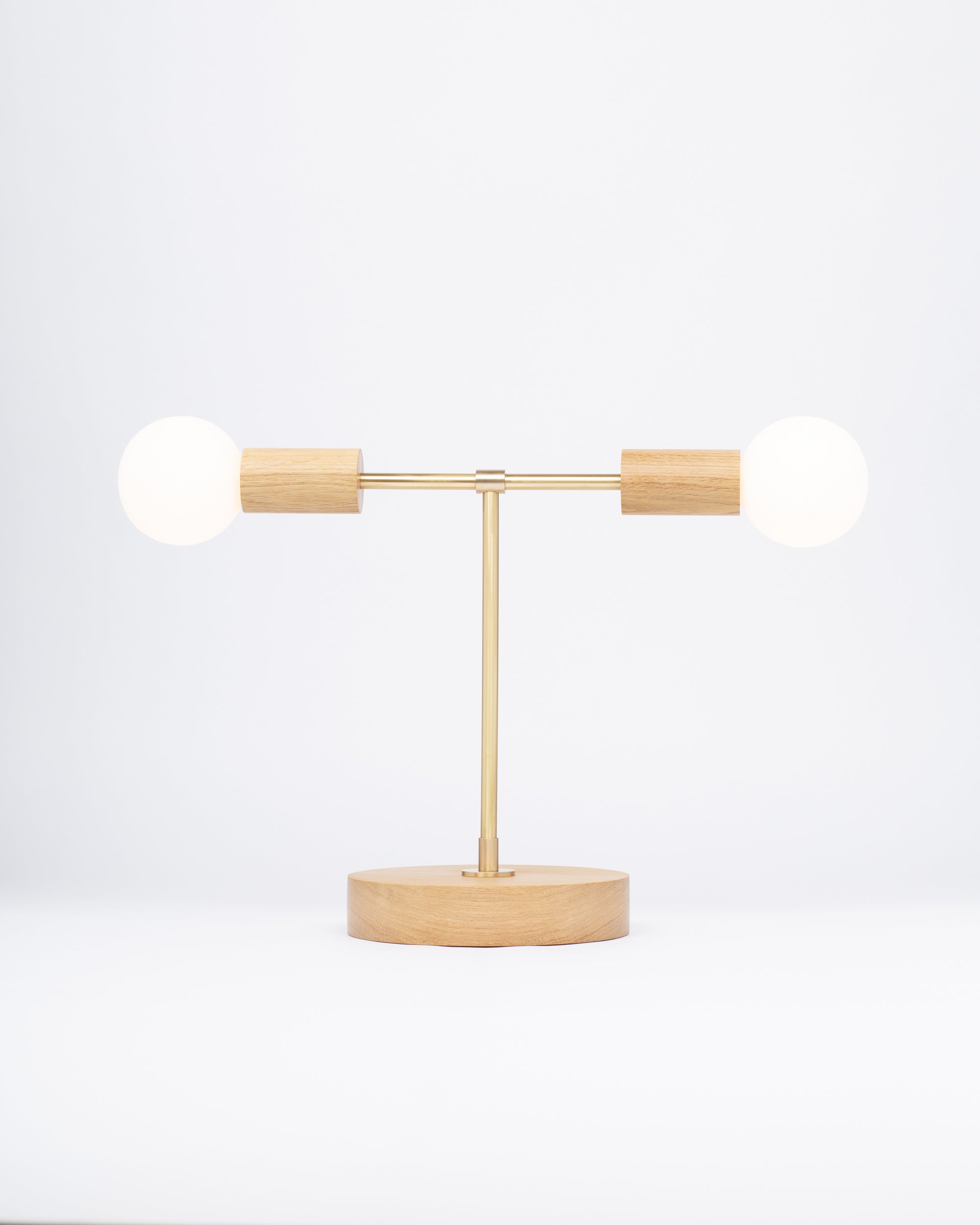 Oslo Double Sphere Dim to Warm Oak Table Lamp