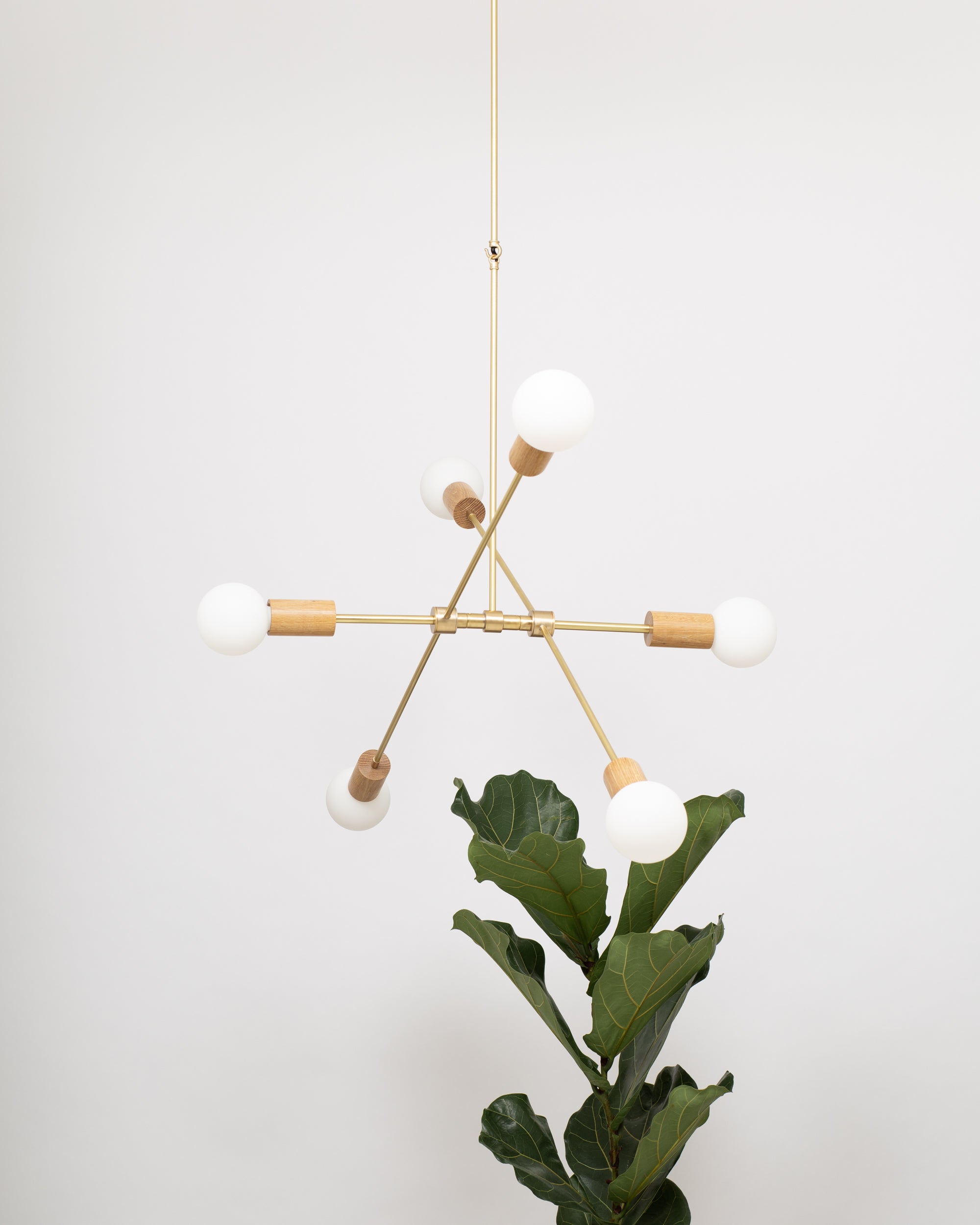 Oslo Six Sphere Dim to Warm Articulating Oak Pendant