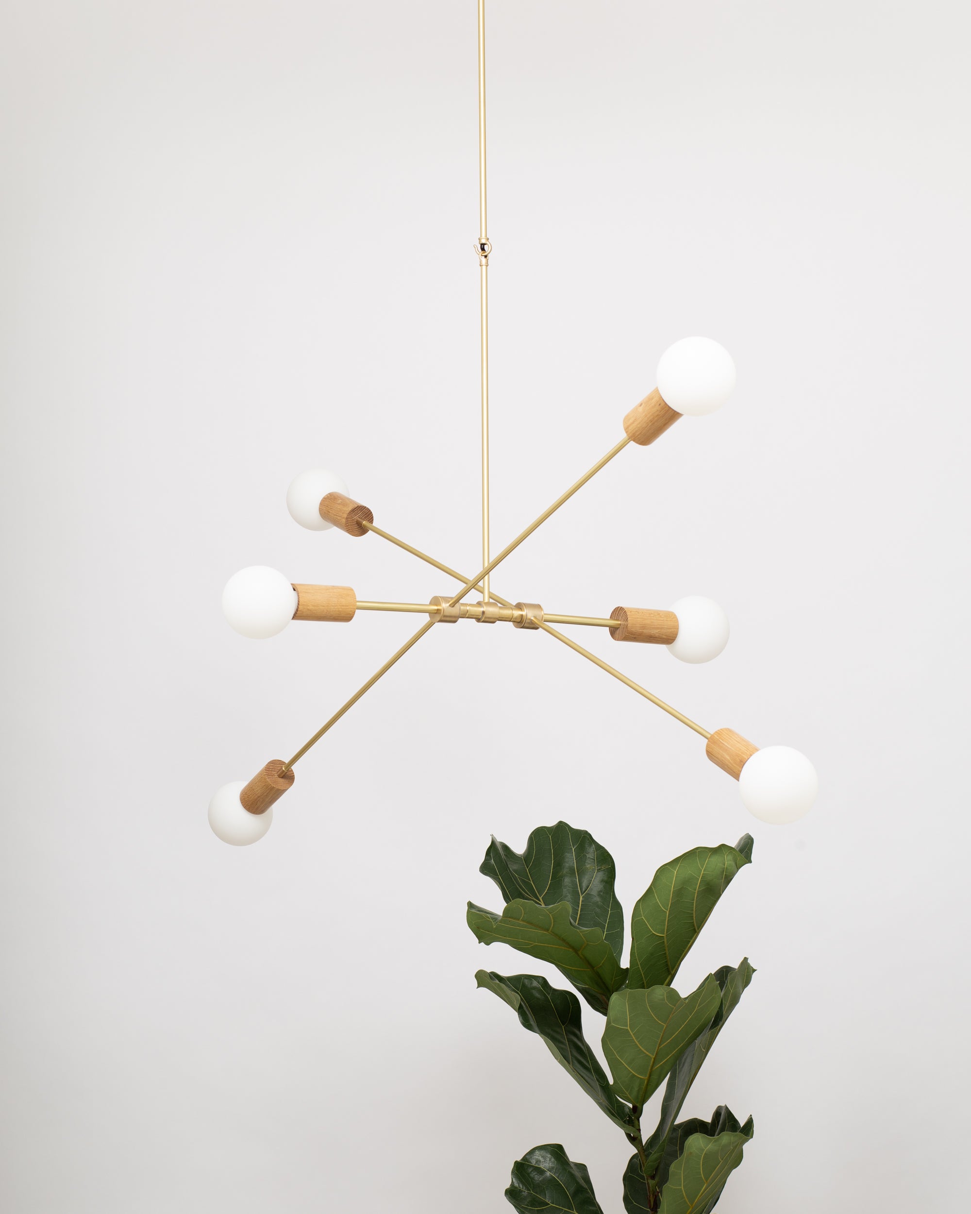 Oslo Six Sphere Dim to Warm Articulating Oak Pendant