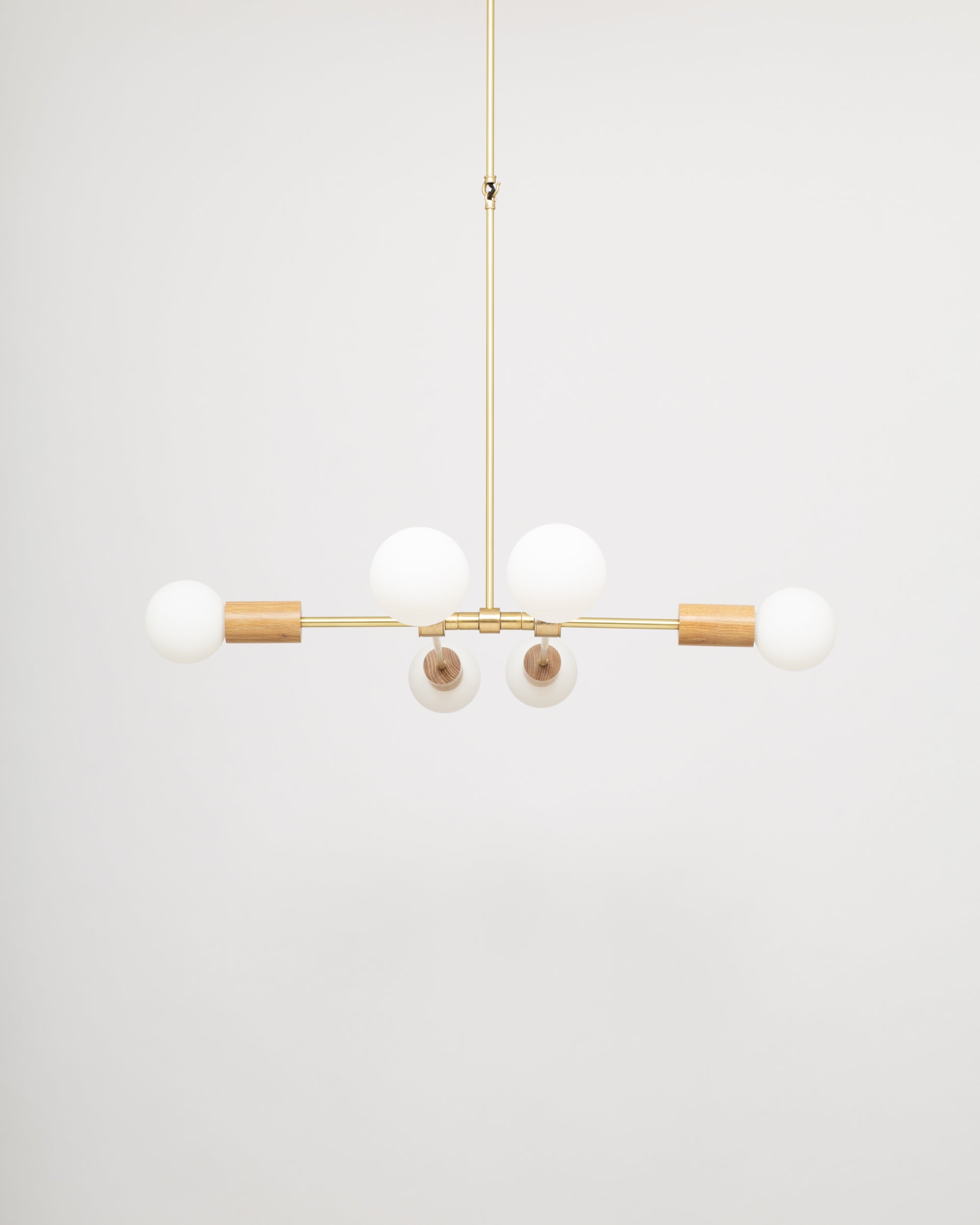 Oslo Six Sphere Dim to Warm Articulating Oak Pendant