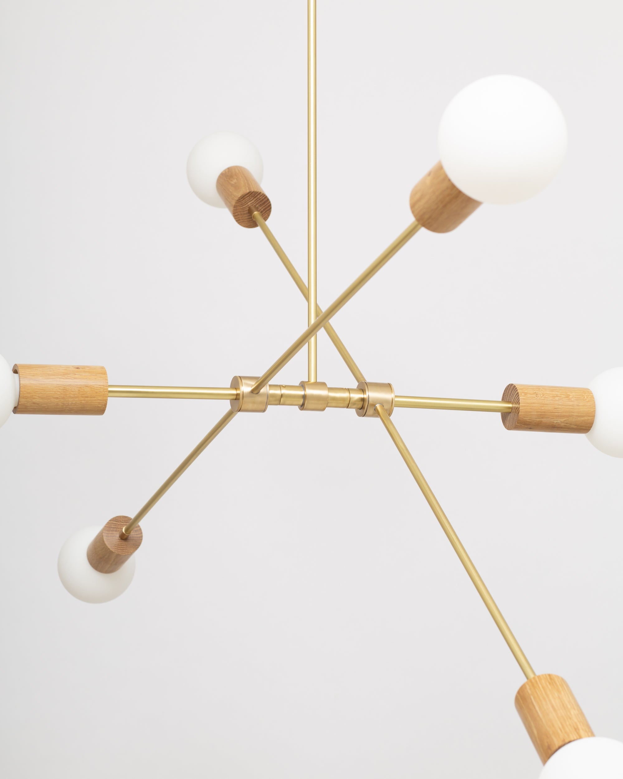 Oslo Six Sphere Dim to Warm Articulating Oak Pendant