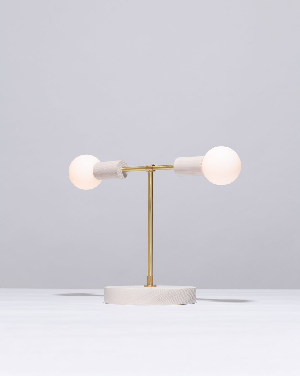 Oslo White Ash Double Sphere Dim To Warm Table Lamp – alex booker studio