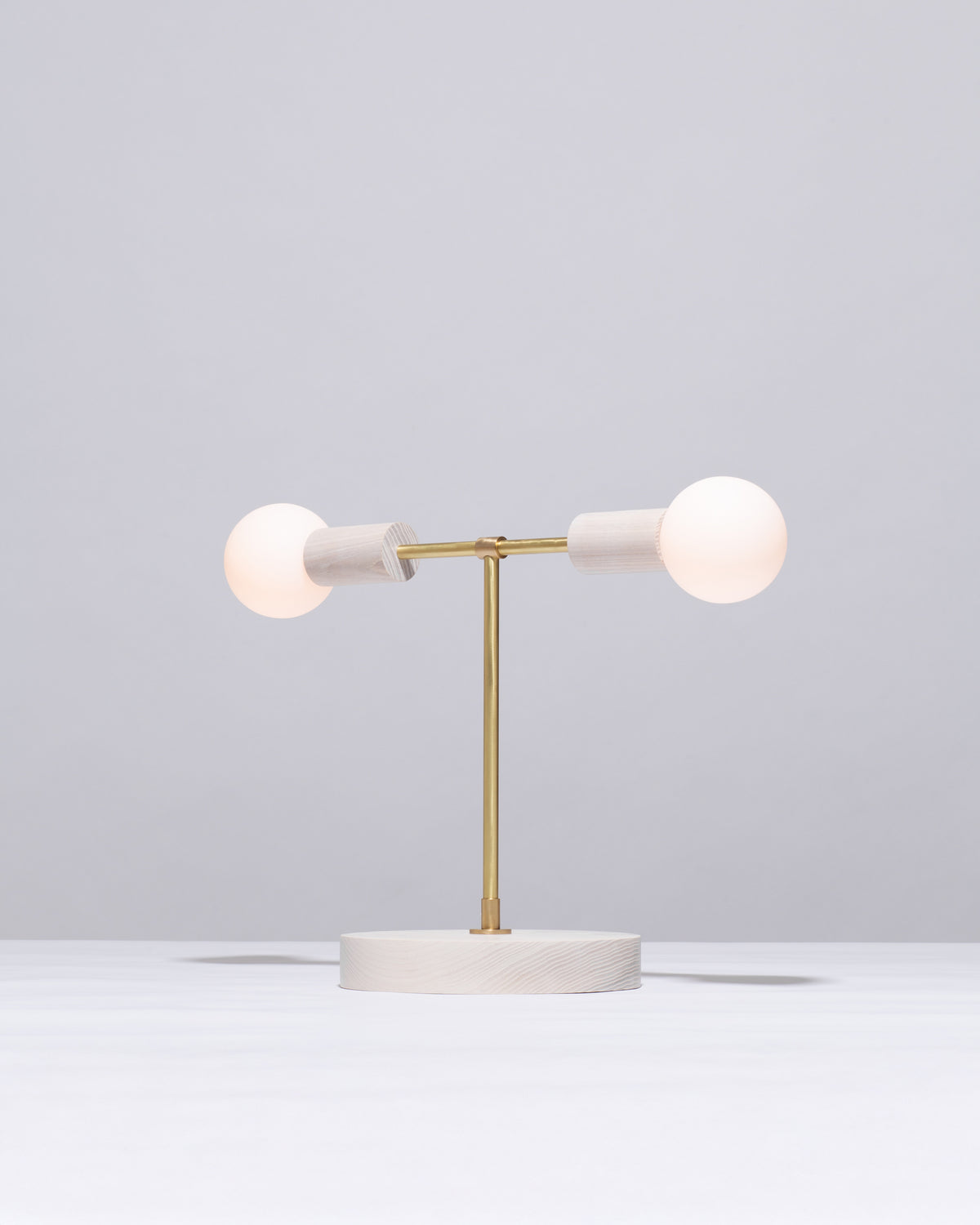 Oslo White Ash Double Sphere Dim To Warm Table Lamp – alex booker studio