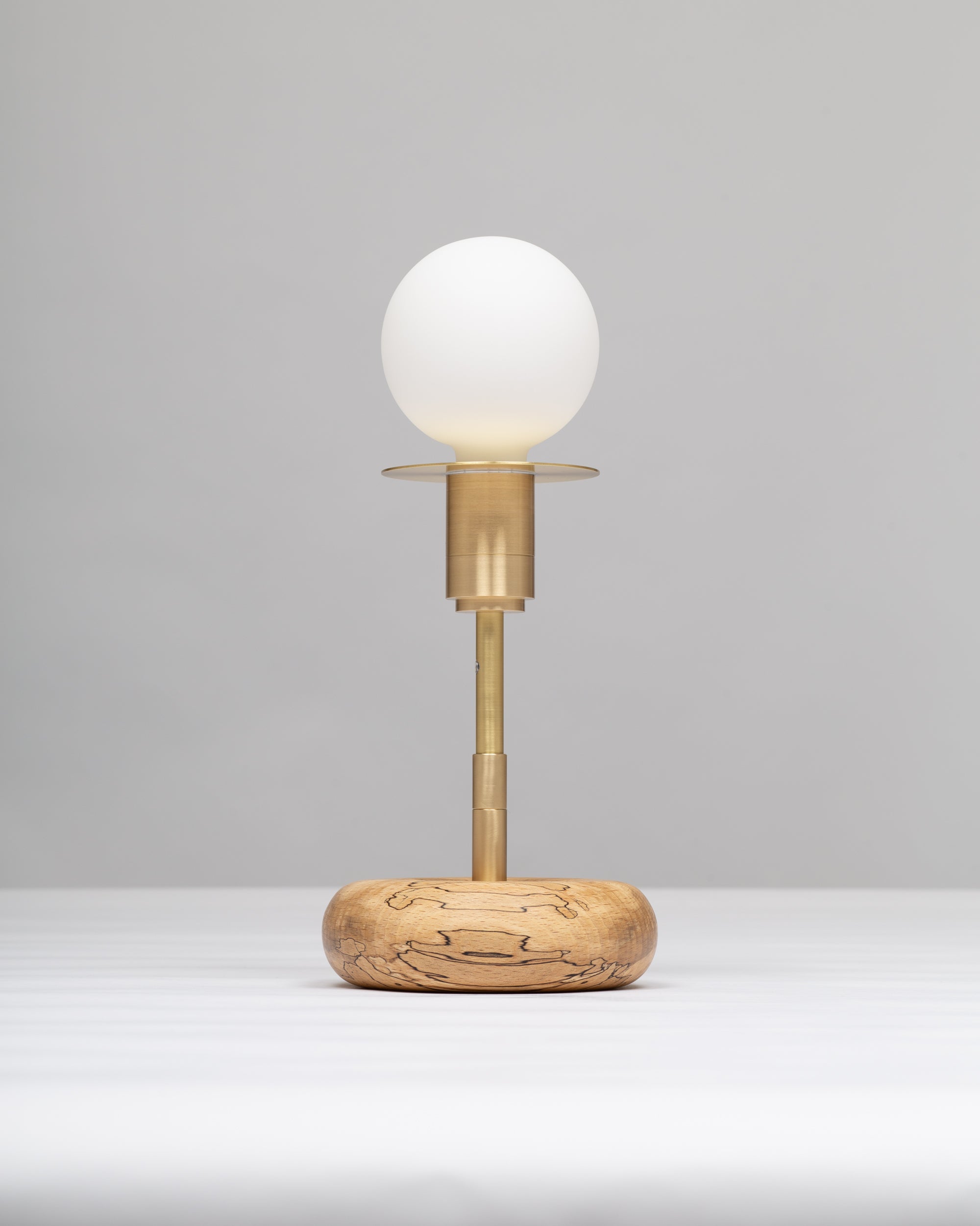 Walnut Mini Pebble Disc Sphere Table Lamp
