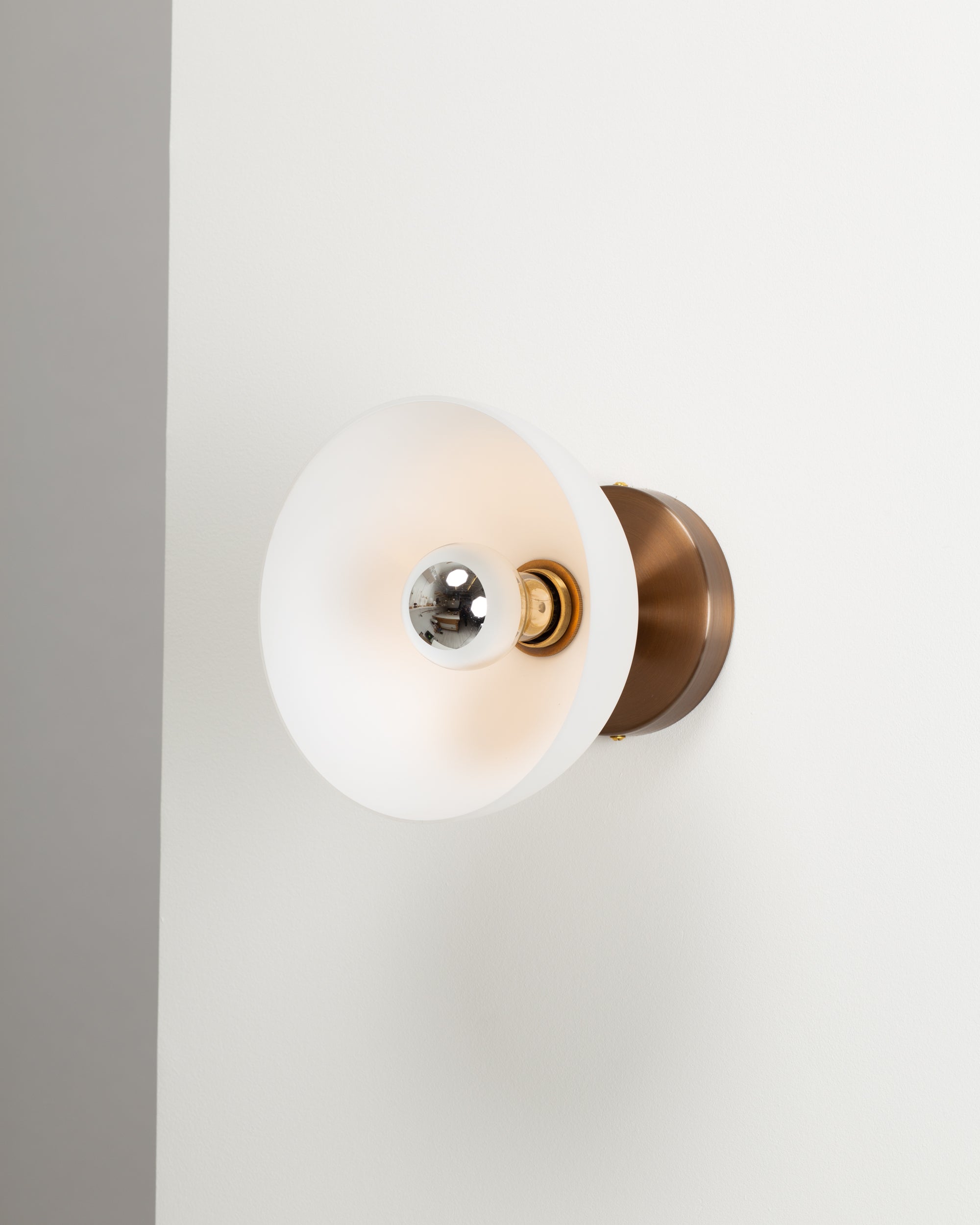 White Dome Silver Mirror Wall Light