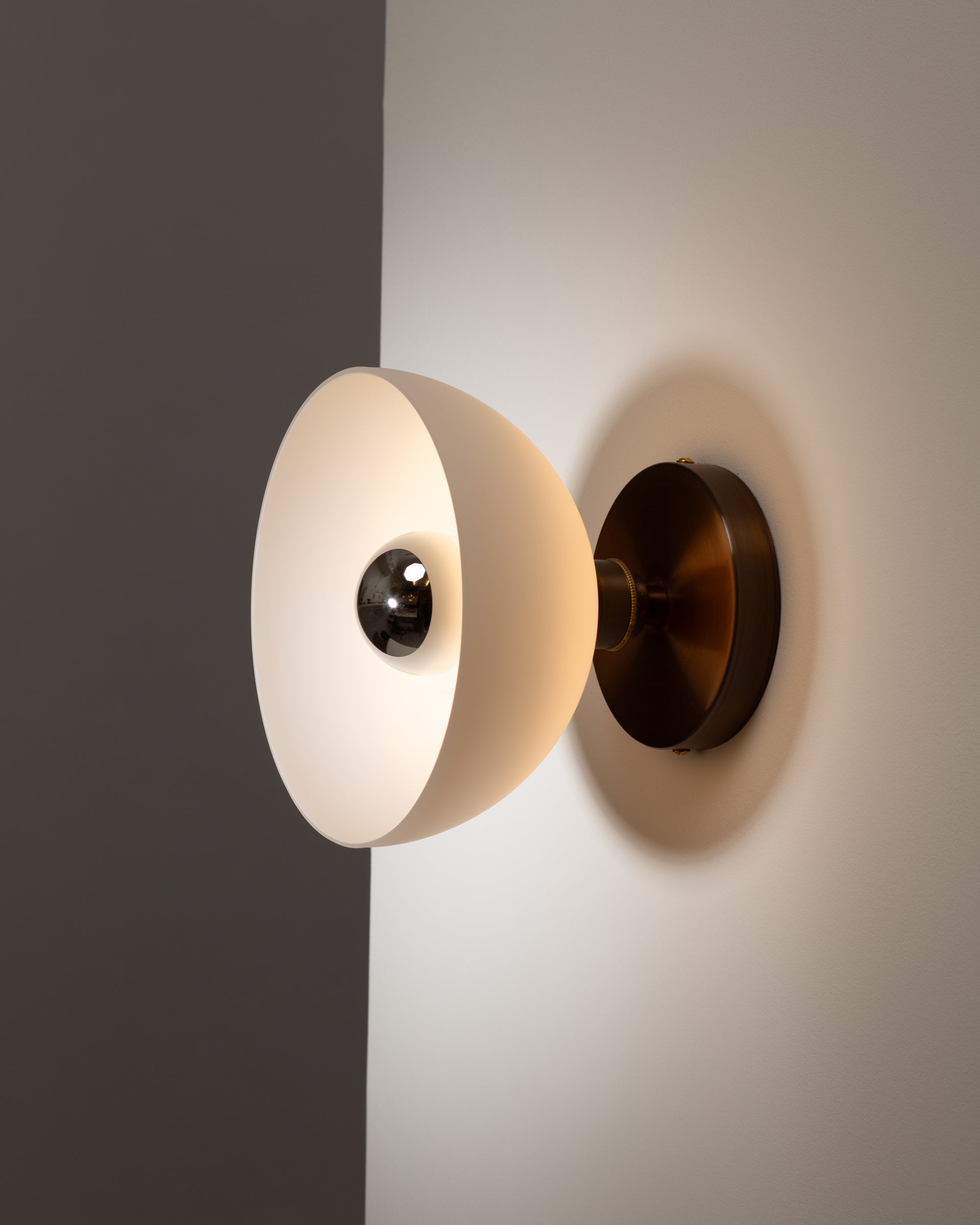 White Dome Silver Mirror Wall Light