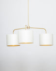 Three arm brass pendant porcelain silk