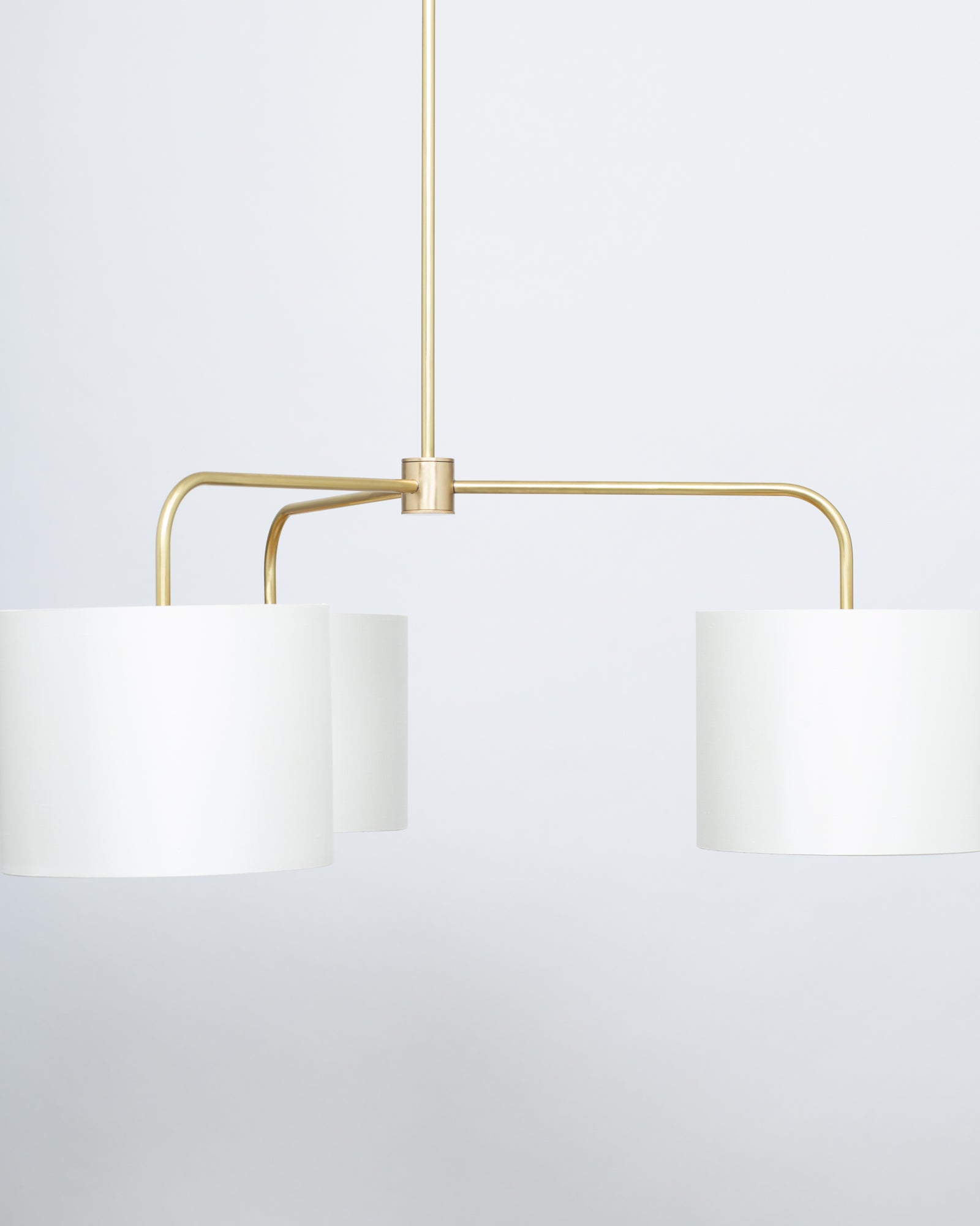 Three arm brass pendant porcelain silk