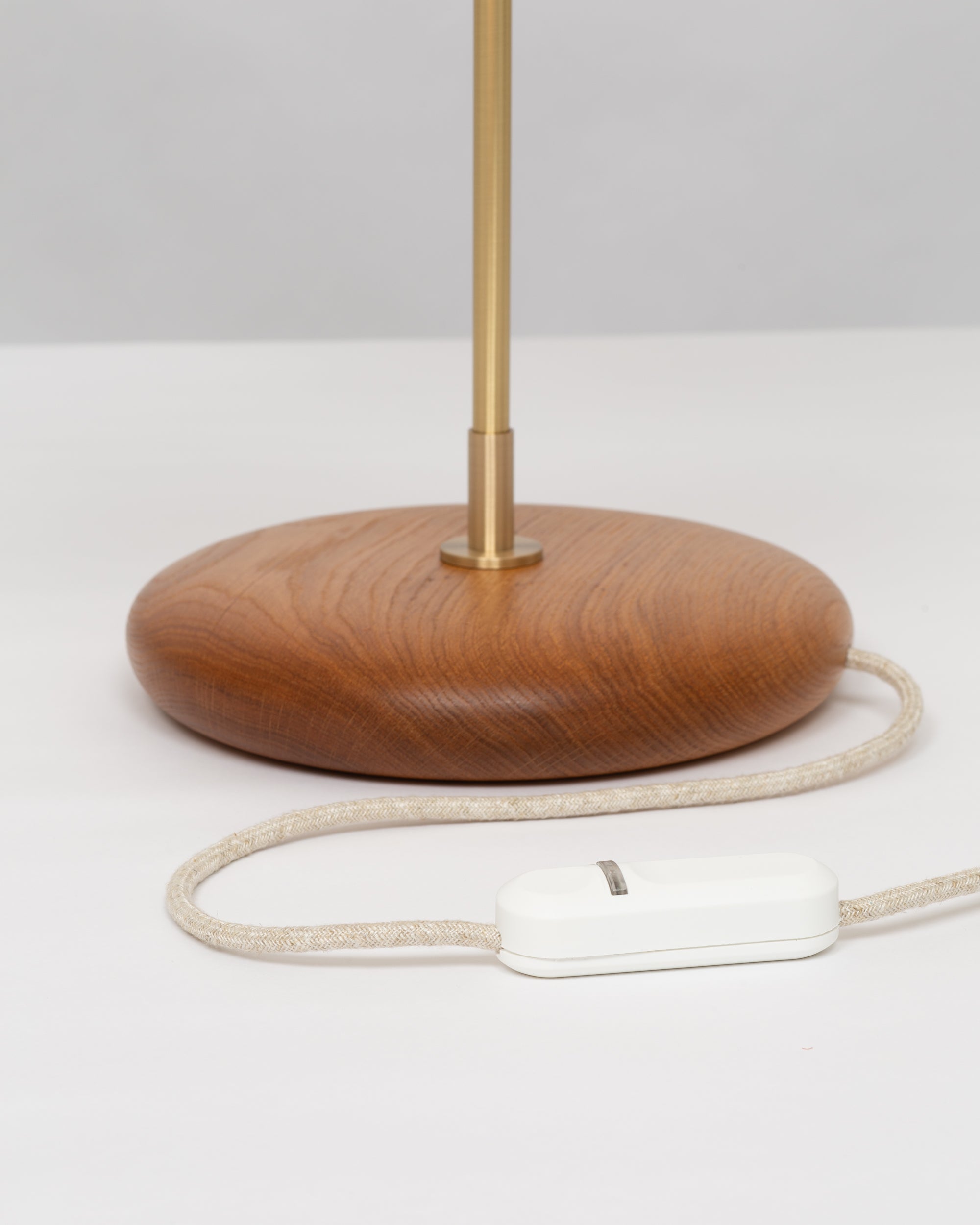 Double Matte White Glass Dome Oak Table Lamp