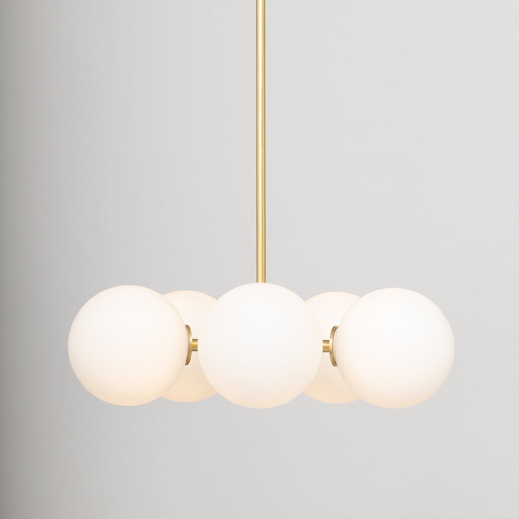 Pentamerous Matte Glass Sphere Satin Brass Pendant
