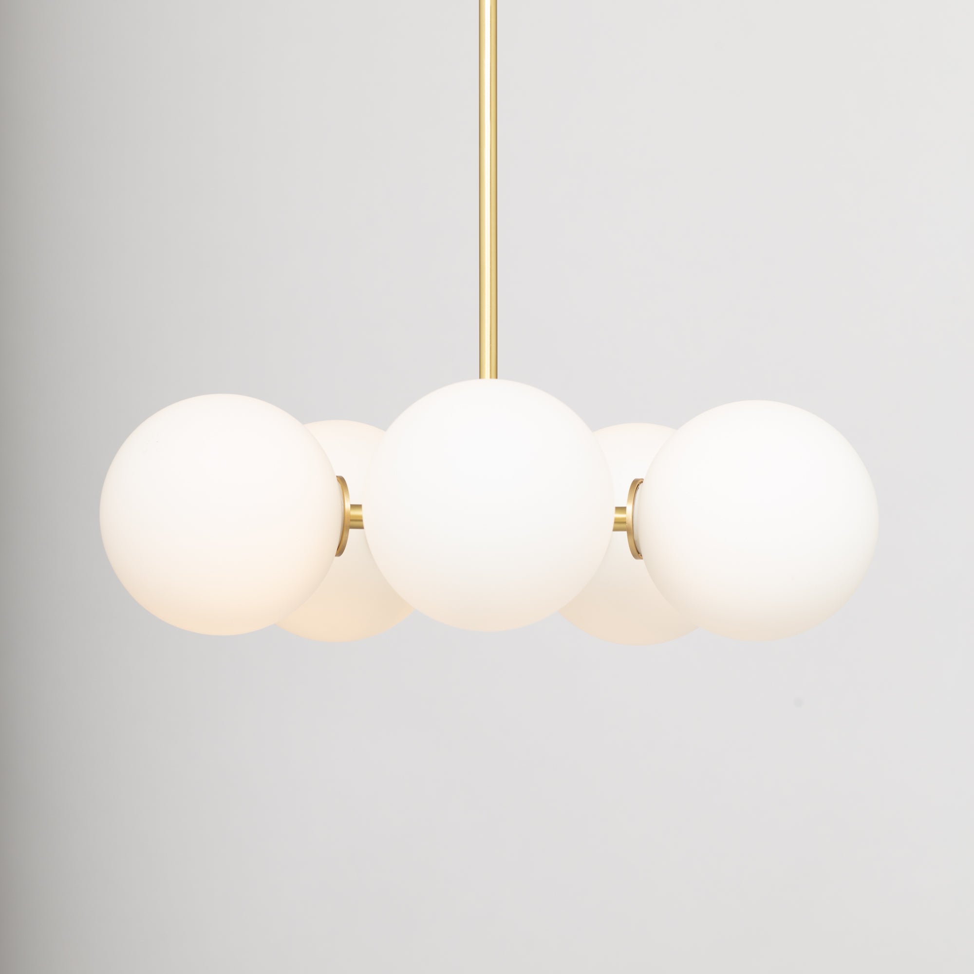 Pentamerous Matte Glass Sphere Satin Brass Pendant
