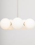 Pentamerous Matte Glass Sphere Satin Brass Pendant