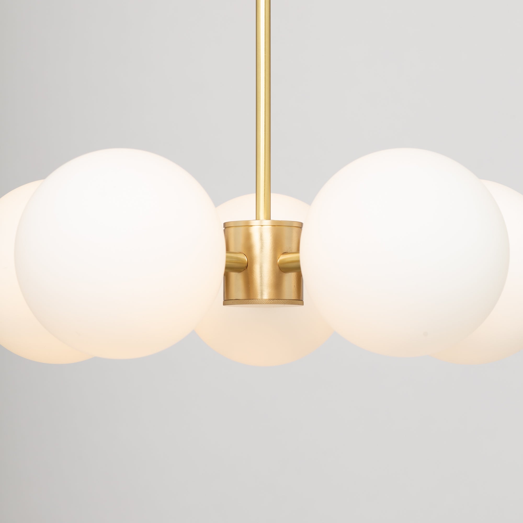 Pentamerous Matte Glass Sphere Satin Brass Pendant