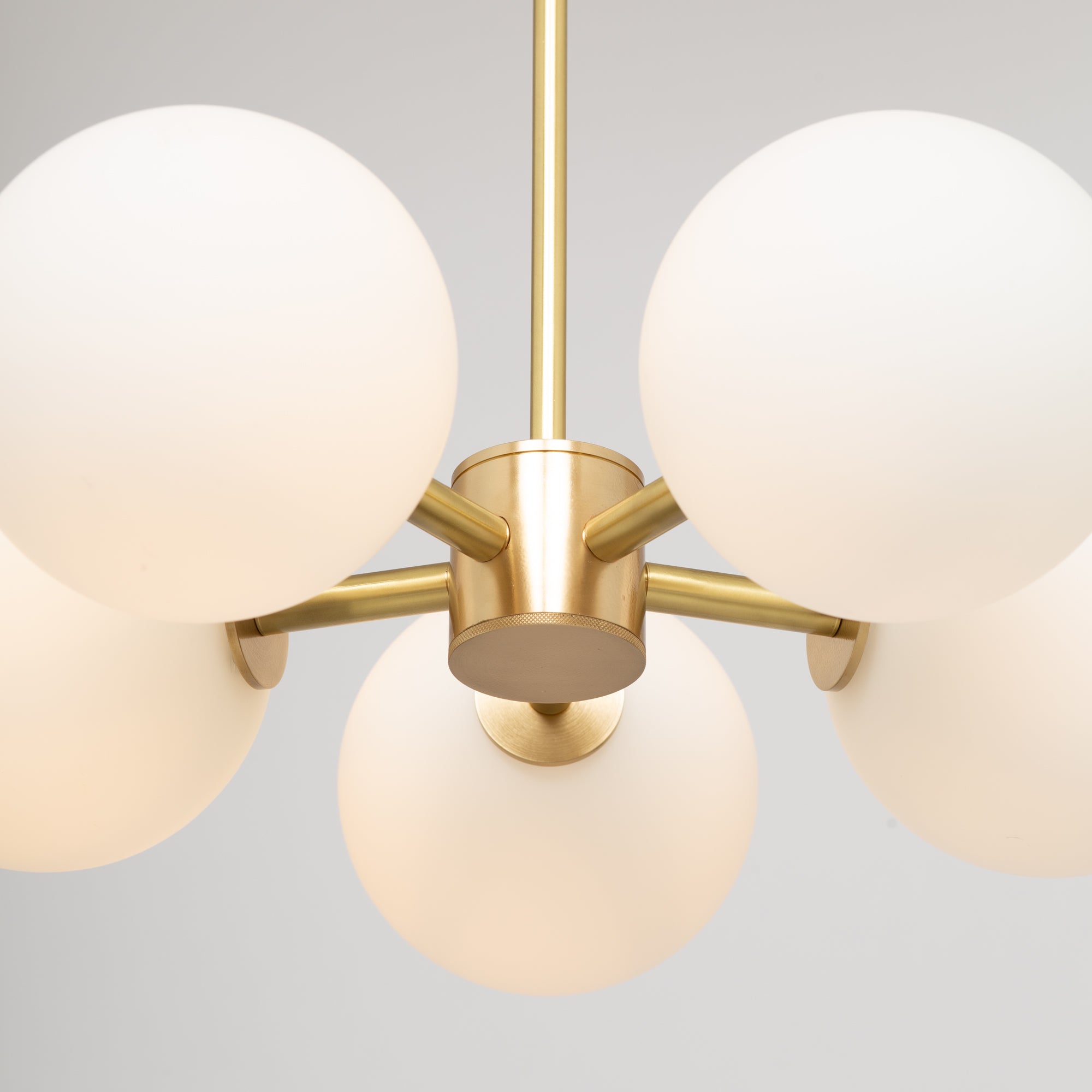 Pentamerous Matte Glass Sphere Satin Brass Pendant
