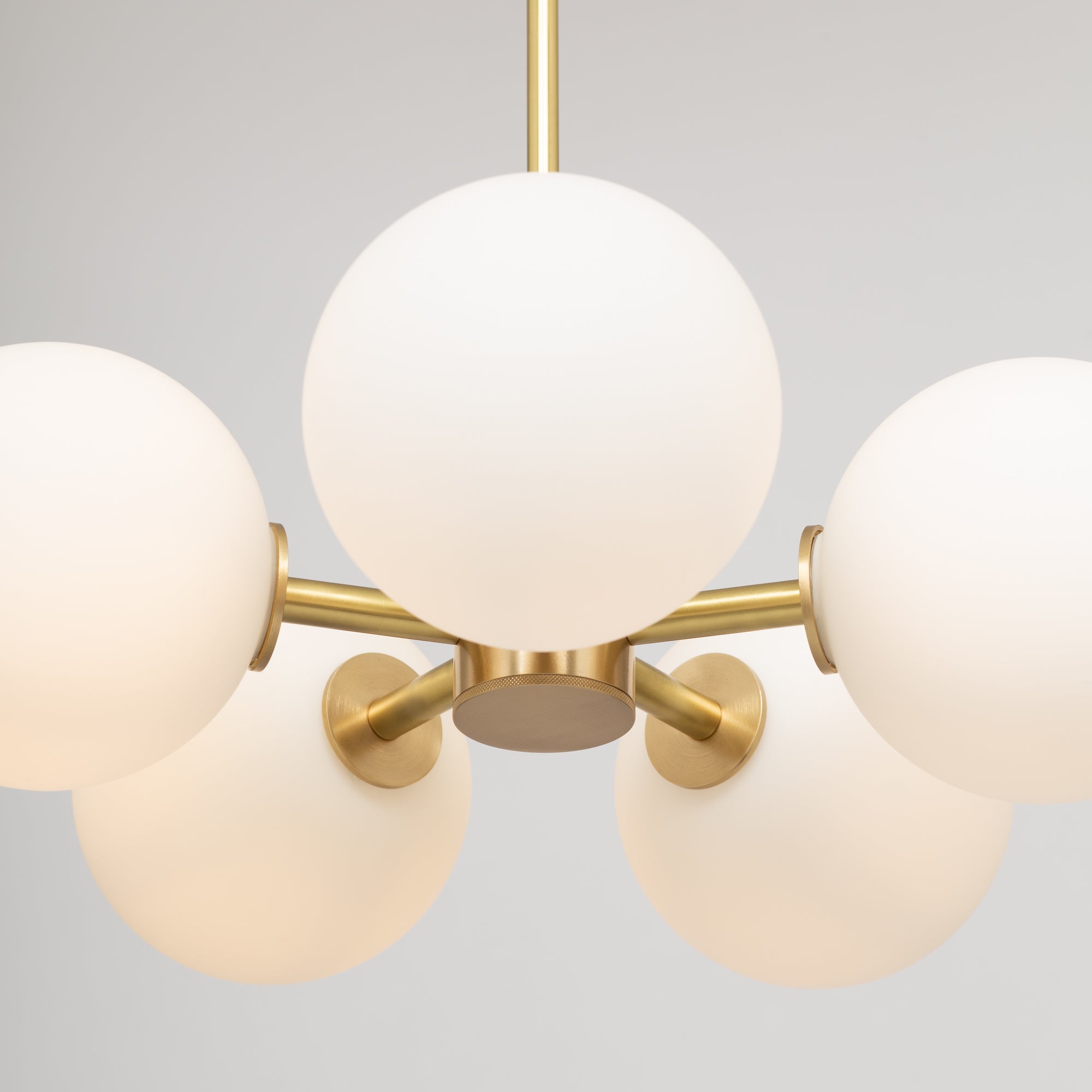 Pentamerous Matte Glass Sphere Satin Brass Pendant