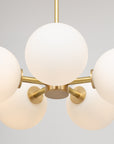Pentamerous Matte Glass Sphere Satin Brass Pendant