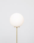 Matte Glass Sphere Light Engine Oak Floor Lamp